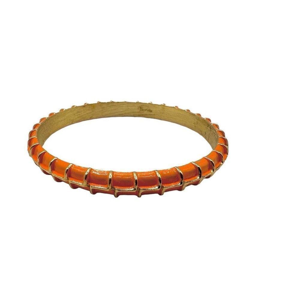 Crown Trifari orange and gold gone enamel bangle bracelet